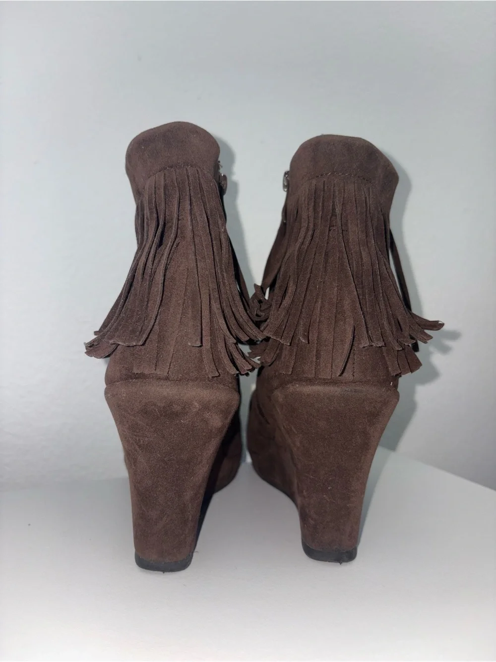 Y2k Fringe Wedge Ankle Boot Brown